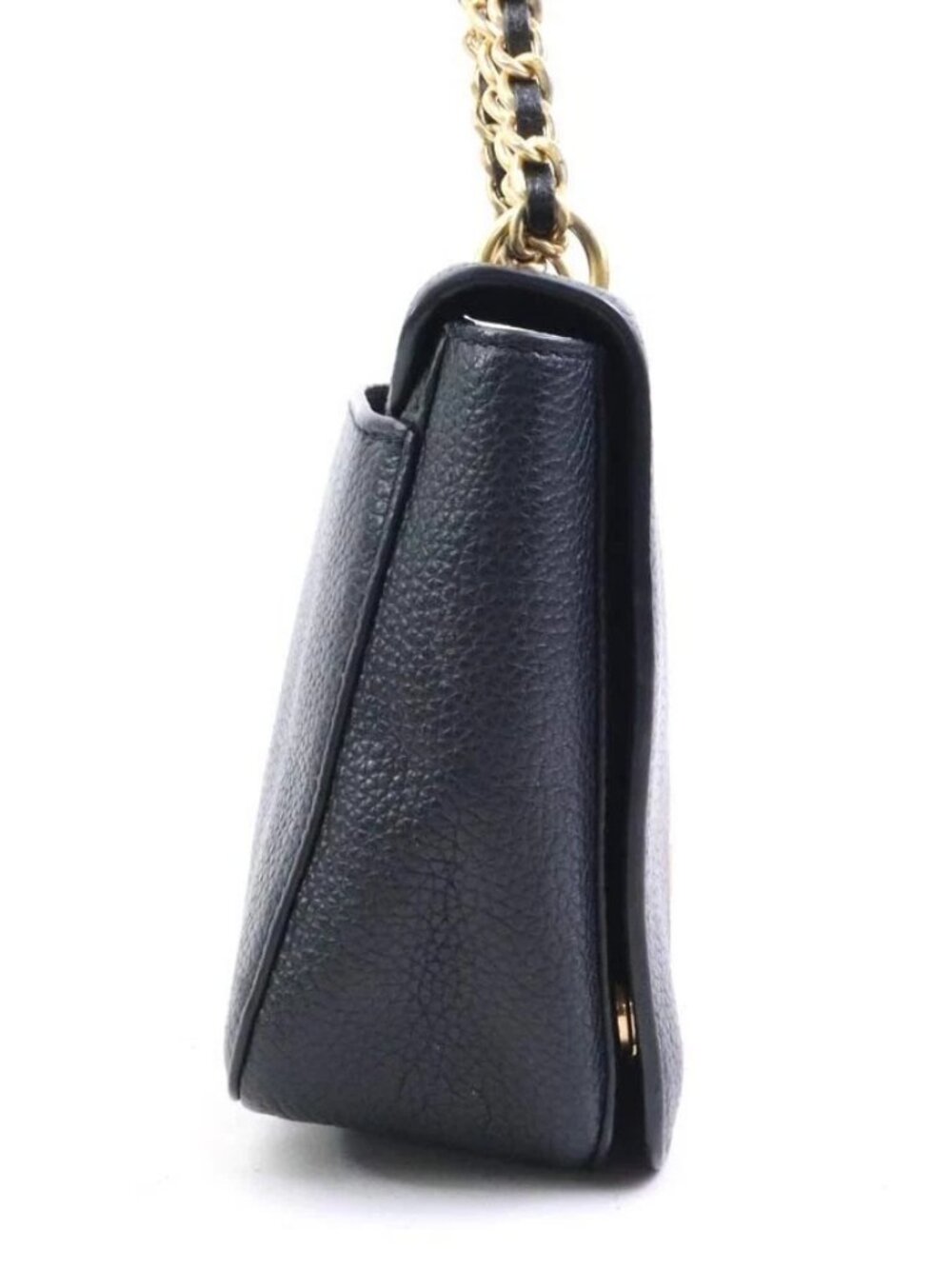 Auth Tory Burch Chain Shoulder Bag Black/Gold Leather/Metal - Picture 3 of 15
